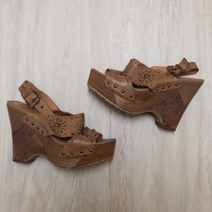 Miss Sixty Dallas Leather Wedge Sandal Shoe 36 6